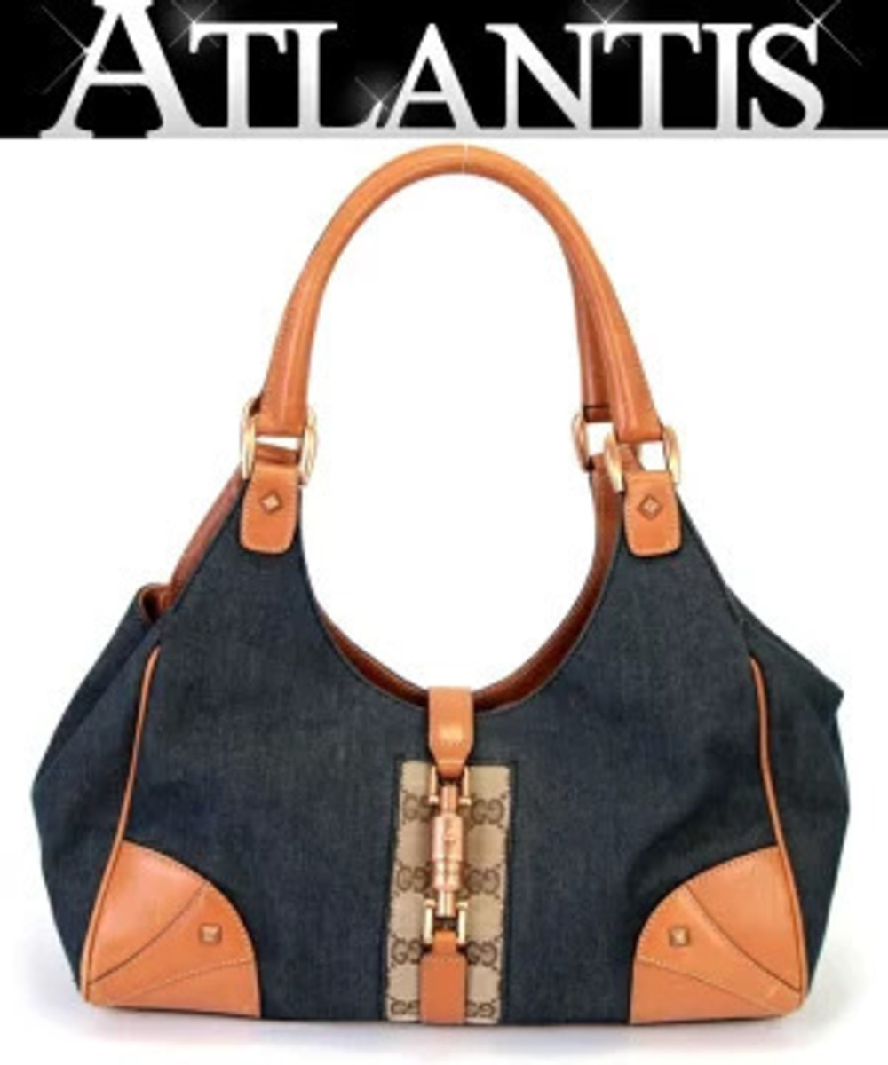 Gucci Jackie Handbag GG denim x leather blue brown